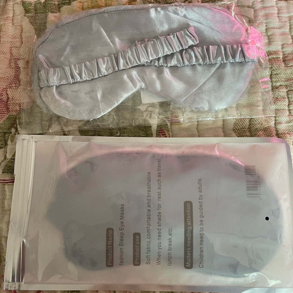 Silk Sleep Eye Masks - Silver and pink